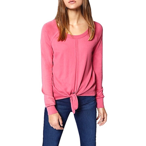 Sanctuary Wild Salmon Tie Front Sweater Blouse - Picture 1 of 6
